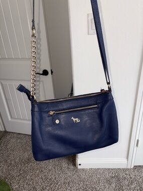 Emma Fox Navy Crossbody with Gold Chain Strap